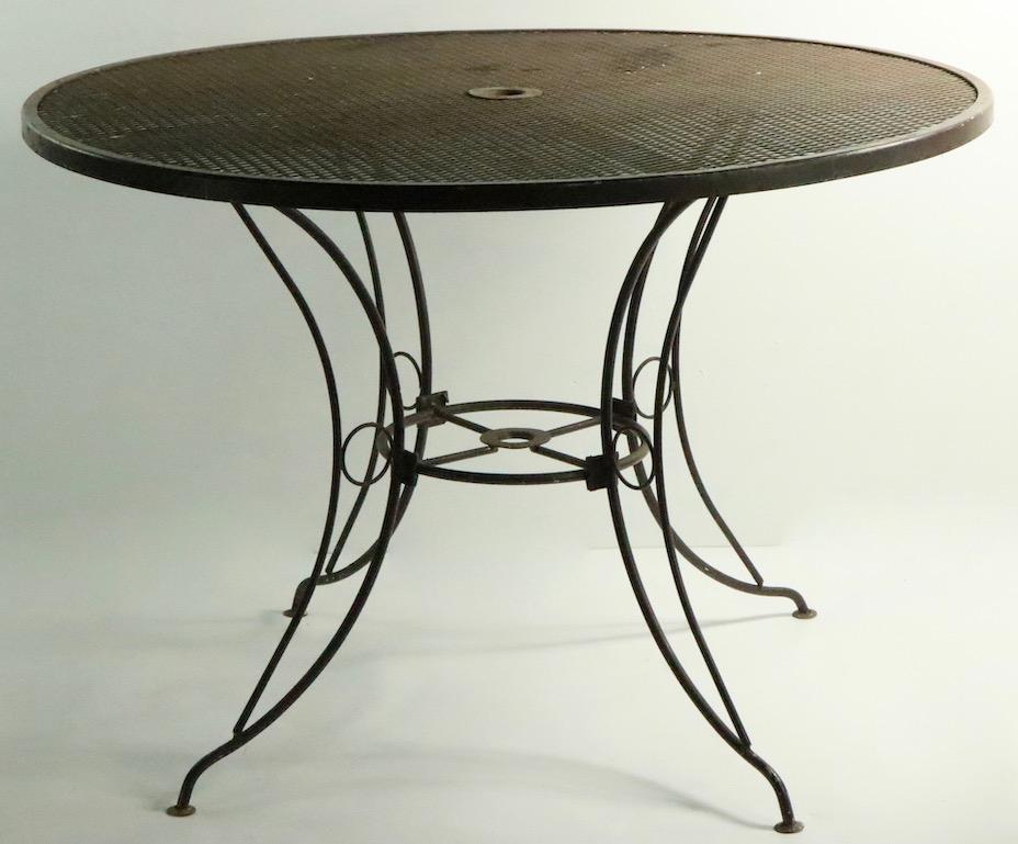 Mid-Century Modern Round Mid Century Patio Garden Table Attributed to Woodard For Sale