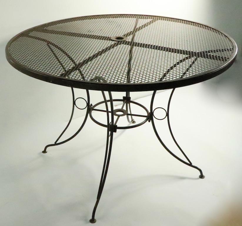 20th Century Round Mid Century Patio Garden Table Attributed to Woodard For Sale