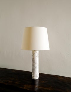 Round Mid Century Table / Desk Lamp in Solid Marble by Bergboms, Sweden 1960s