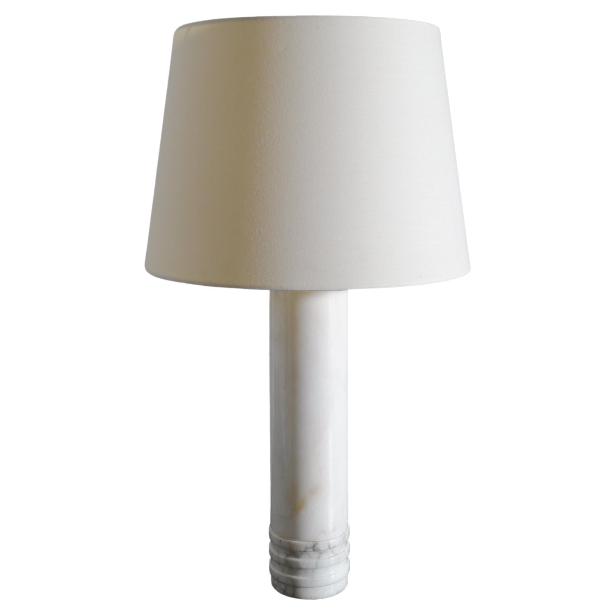 Round Mid Century Table / Desk Lamp in Solid Marble by Bergboms, Sweden 1960s 