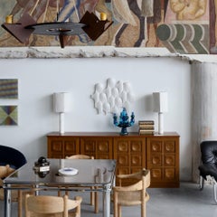 Round Mid-Century Table Lamp in solid marble by Bergboms, Sweden, 1960s