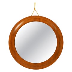 Runder Wandspiegel aus Teakholz im Mid-Century-Stil von ARY Fanerprodukter, Nybro, Schweden