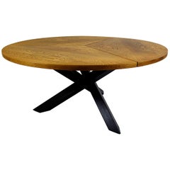 Round Mid-Century Tripod Oak Dining Table by Martin Visser for 't Spectrum
