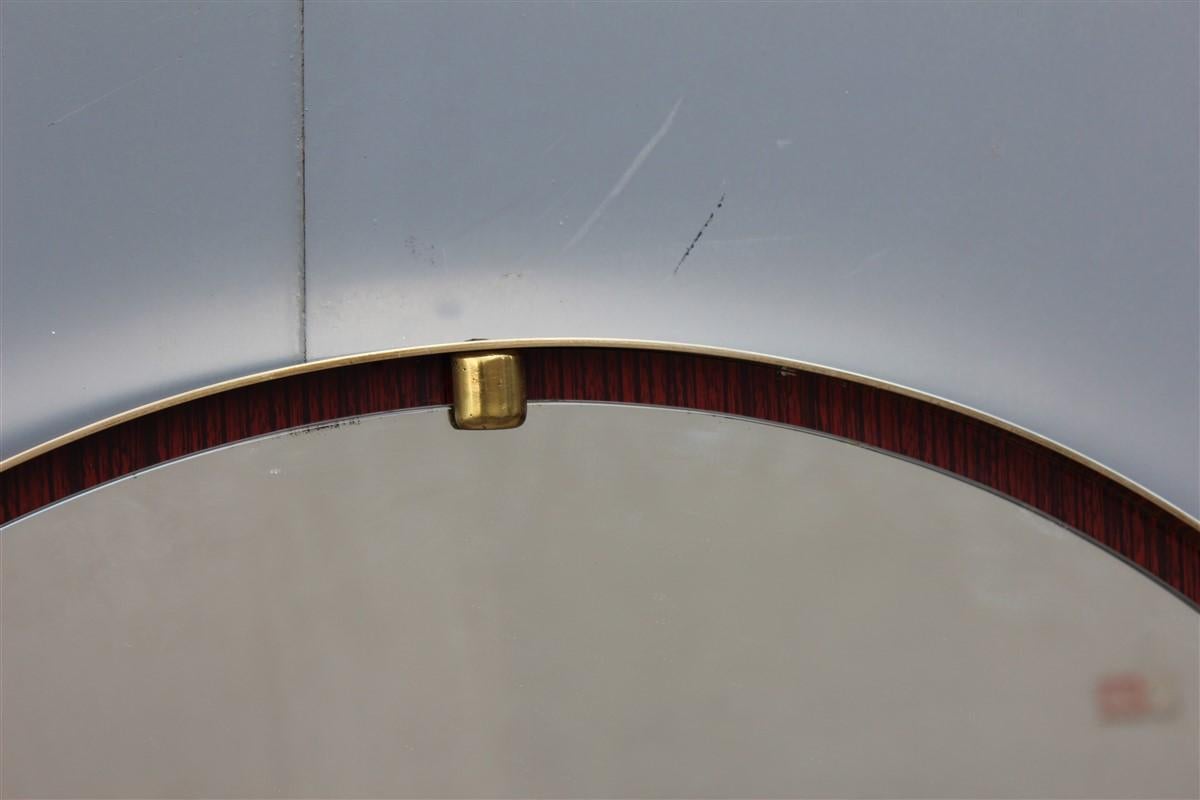 Round midcentury wall mirror Minimalist Italian design Ettore Sottsass style.