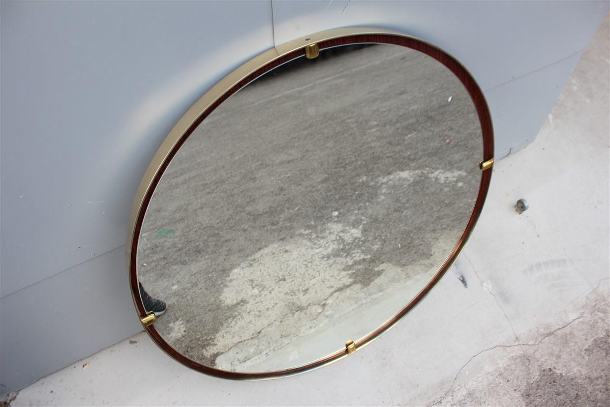 Round Midcentury Wall Mirror Minimalist Italian Design Ettore Sottsass Style 3