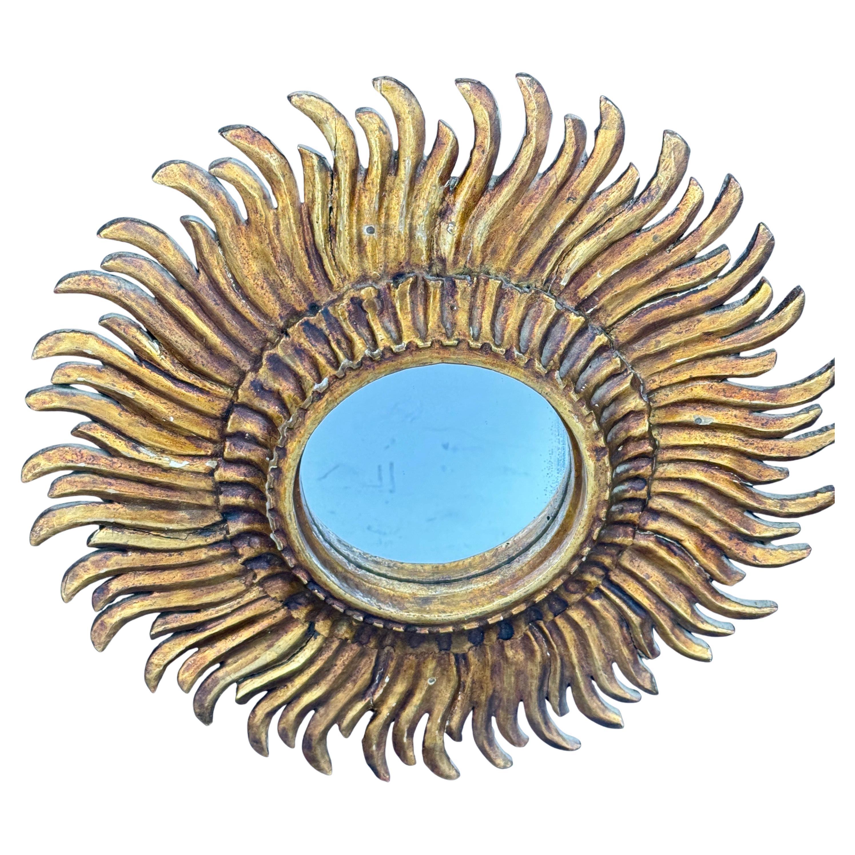 Impresionante espejo de pared Sunburst italiano de los años 60, que mide 16,5