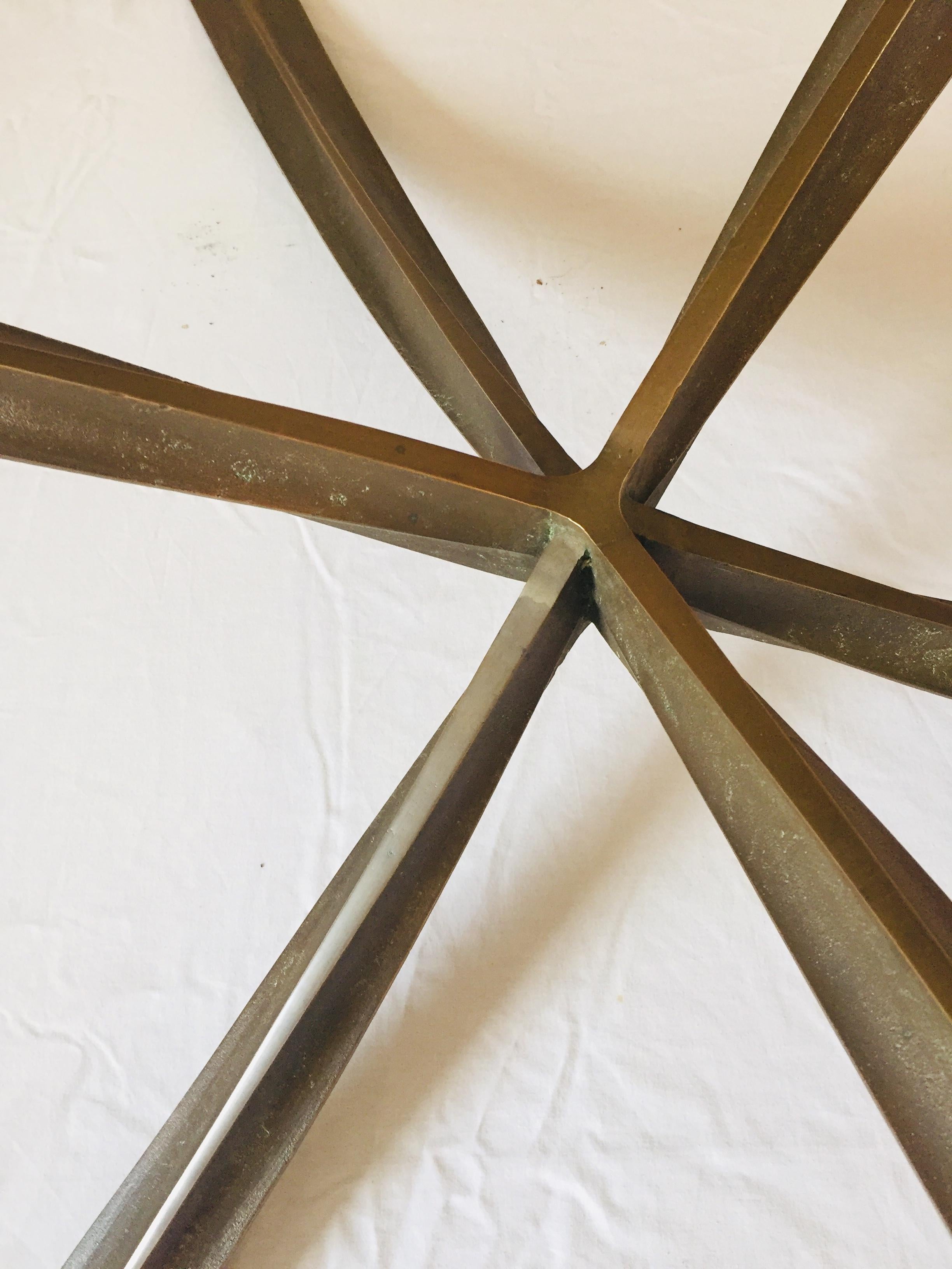 20th Century Round Midcentury Coffee Table Cast Bronze by French Architect Michel Mangematin For Sale