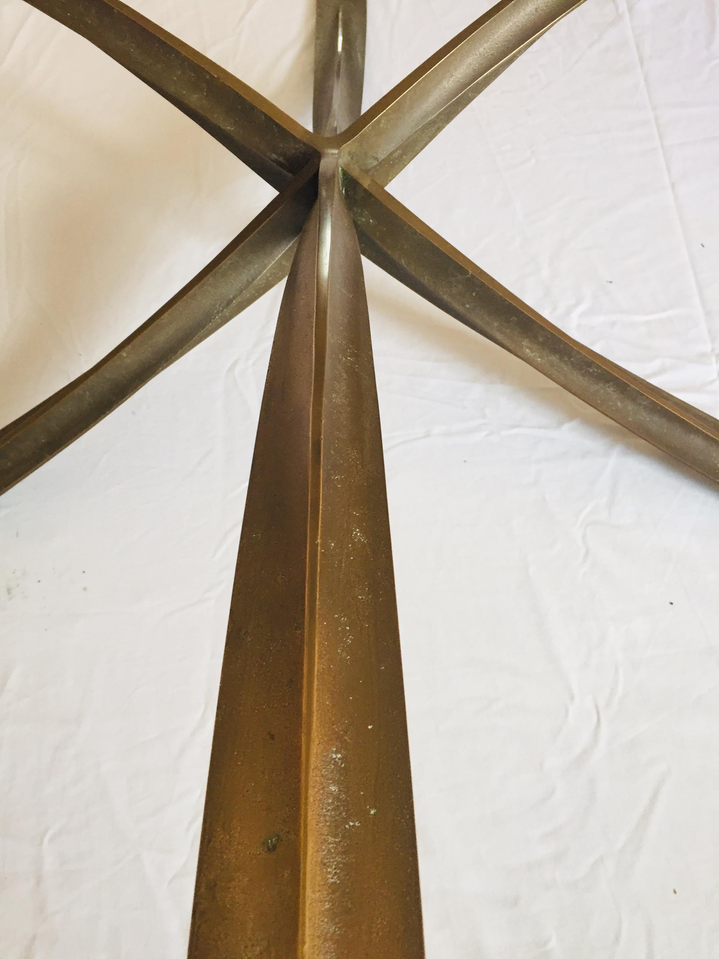 Round Midcentury Coffee Table Cast Bronze by French Architect Michel Mangematin For Sale 4