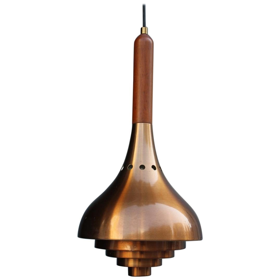 Round Midcentury Copper Ceiling Lamp Minimal Sculptures Lumi Milano, 1950s