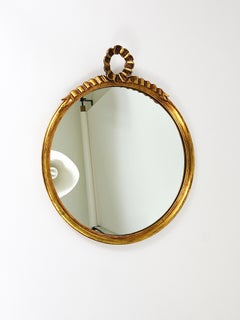 Round Midcentury Gilt Wood Wall Mirror, C. Allodi & G. Subelli, Italy, 1950s