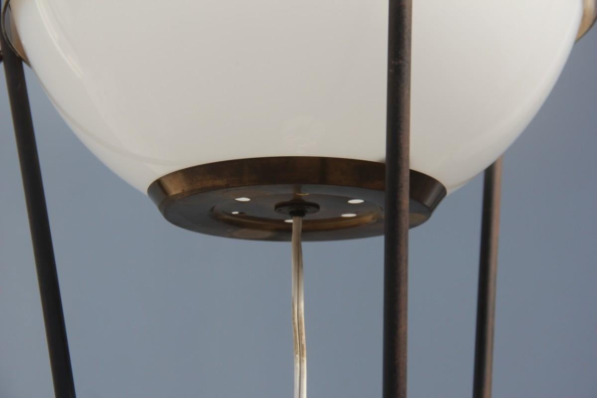 Round Midcentury Italian Floor Lamp Brass Metal Glass Ball Stilnovo Design, 1950 5