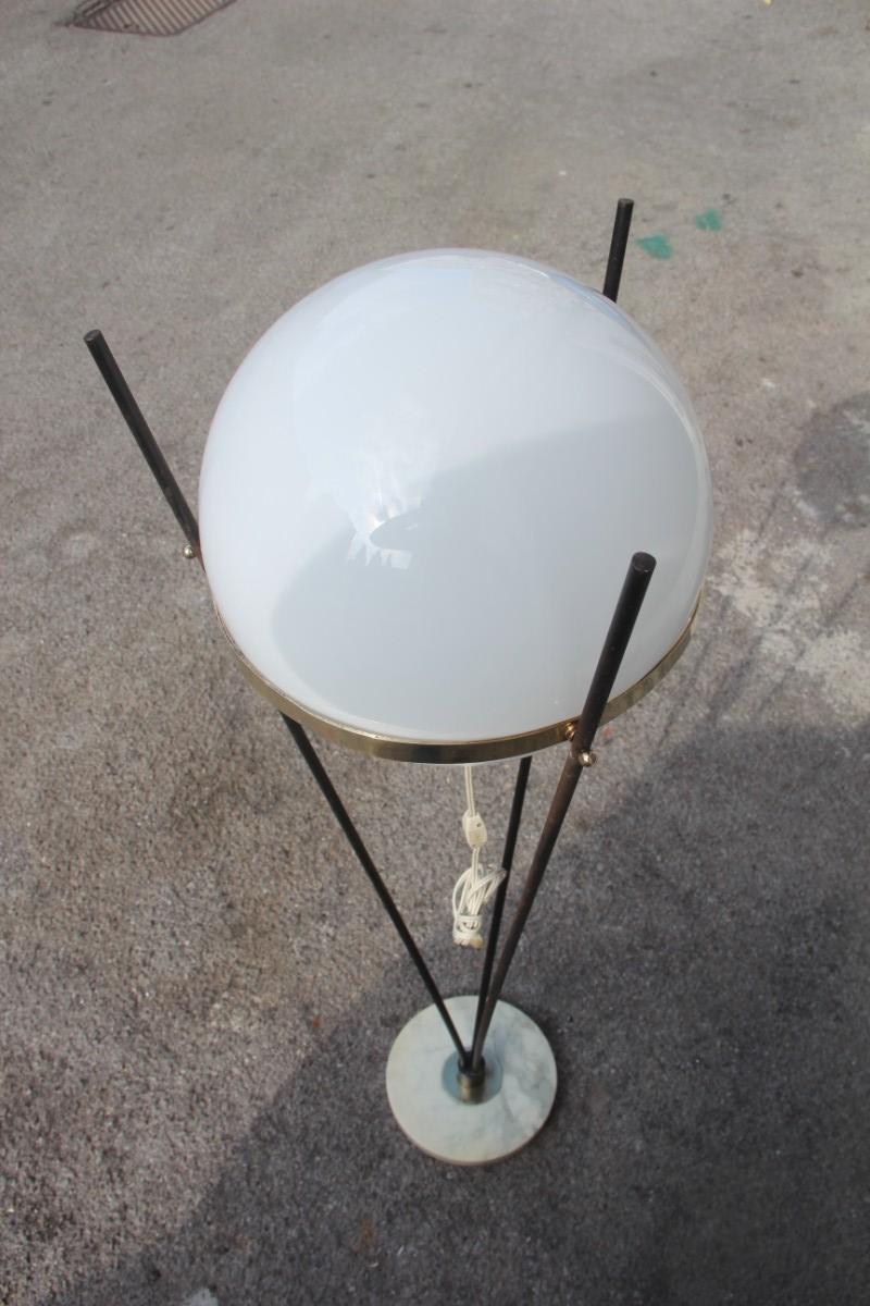 Round Midcentury Italian Floor Lamp Brass Metal Glass Ball Stilnovo Design, 1950 8