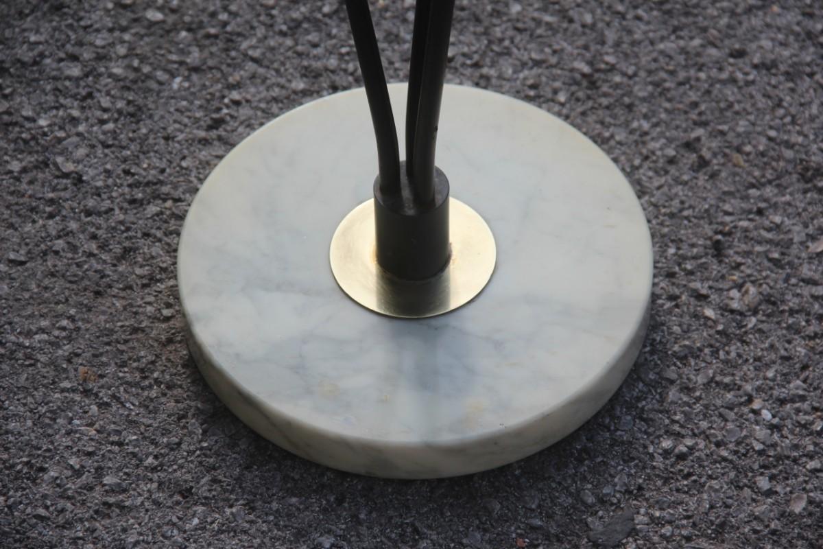 Round midcentury Italian floor lamp brass metal glass ball Stilnovo design 1950, marble base.