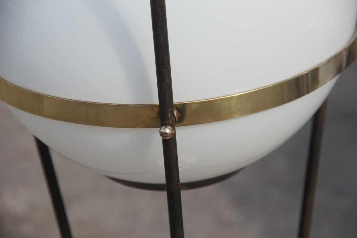 Mid-20th Century Round Midcentury Italian Floor Lamp Brass Metal Glass Ball Stilnovo Design, 1950