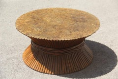 Round Midcentury McGuire table Coffee Bamboo 1970s Brown
