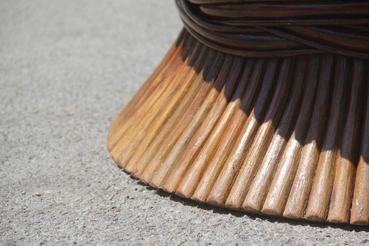 Round Midcentury McGuire table Coffee Bamboo 1970s Brown In Good Condition In Palermo, Sicily