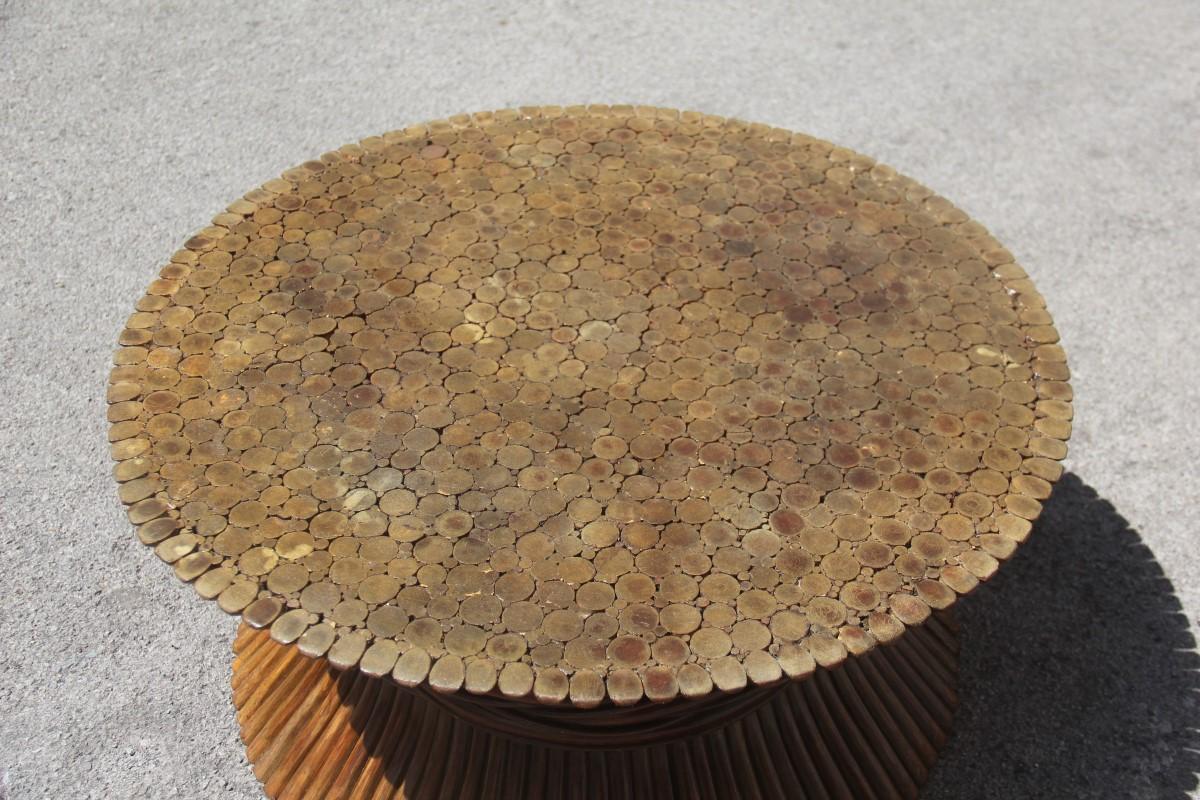 Late 20th Century Round Midcentury McGuire table Coffee Bamboo 1970s Brown