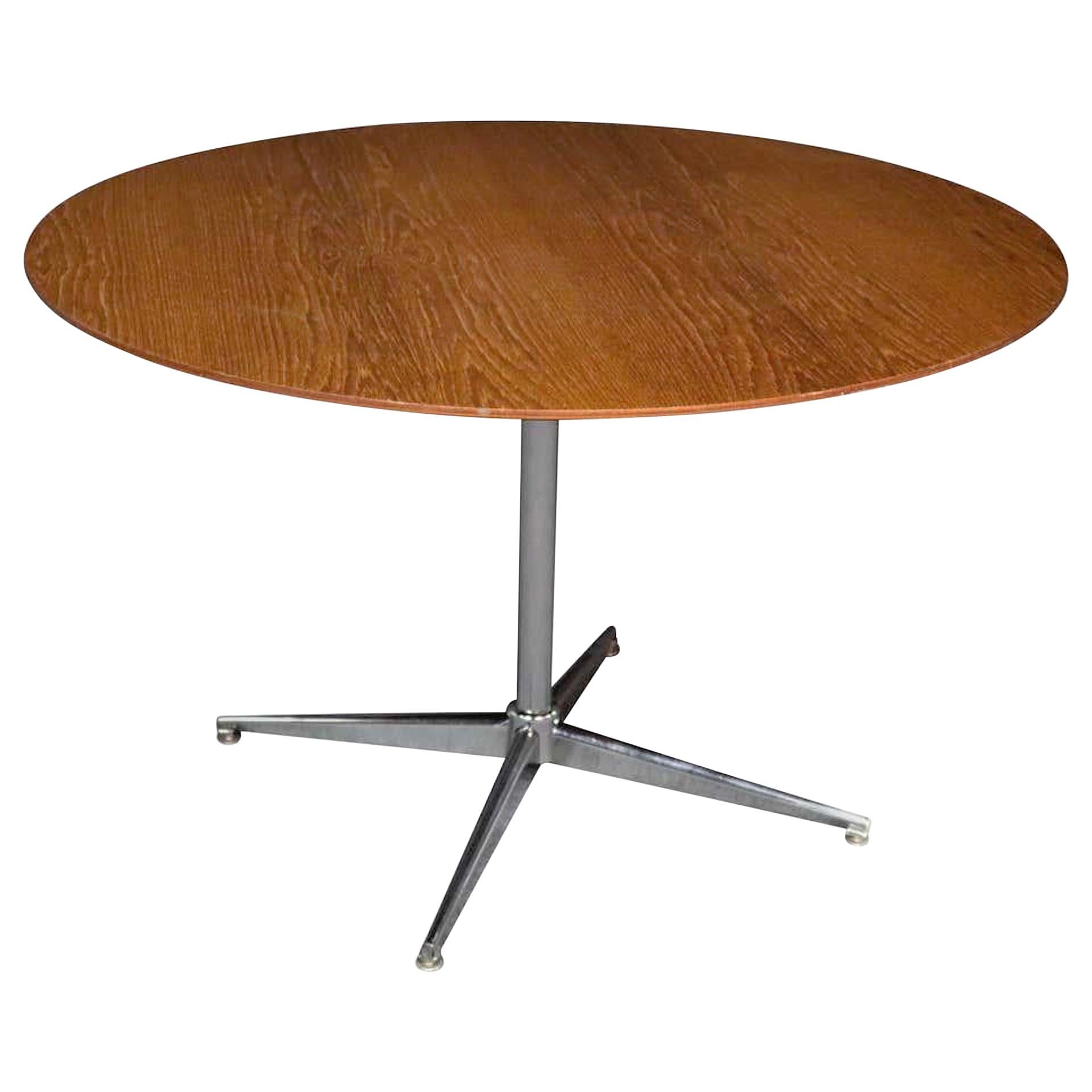 Midcentury Round Teak Dining Table with Hidden Leaf at 1stDibs