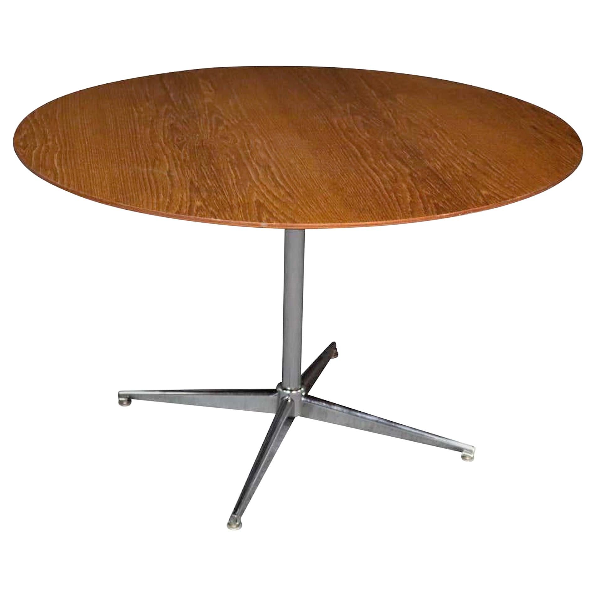 Midcentury Round Teak Dining Table With Hidden Leaf At 1stdibs 