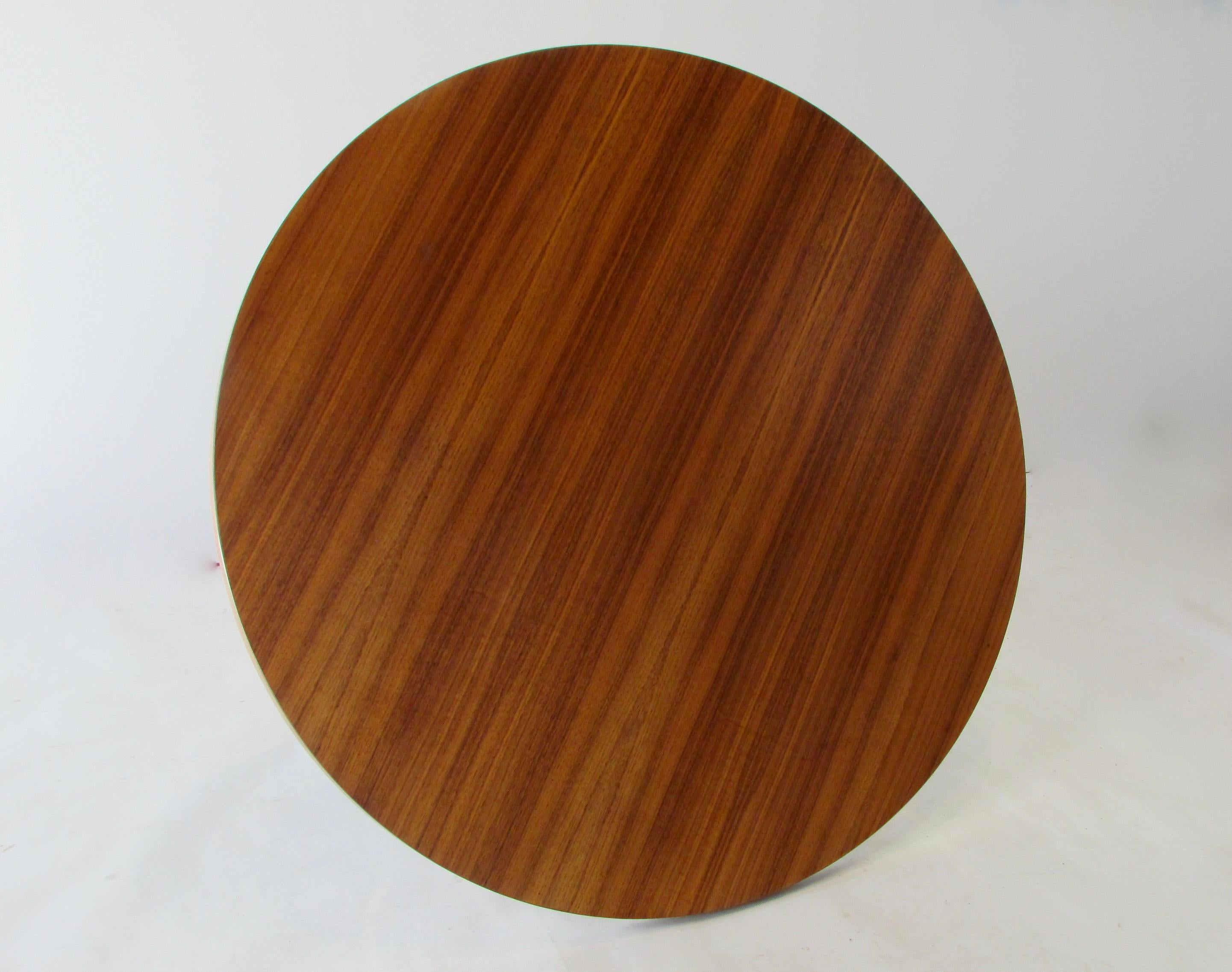 Steel Round Milo Baughman Style Walnut Coffee Table