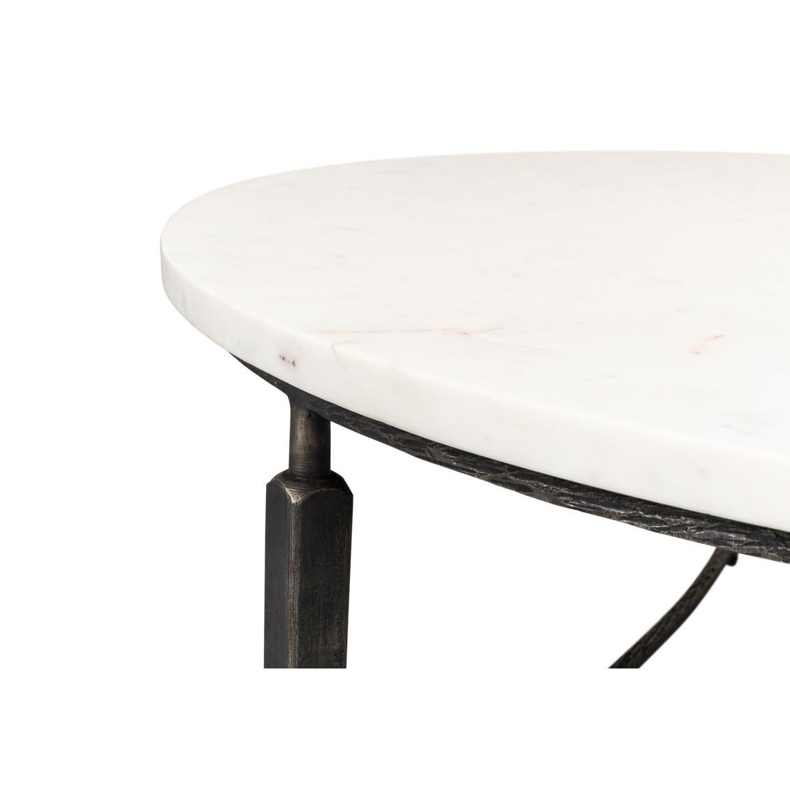 XXIe siècle et contemporain Table basse ronde minimaliste à plateau en marbre en vente