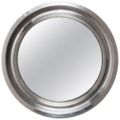 Round Mirror, Aluminum Vintage, Italy 1960s Midcentury Modern, Artemide Style