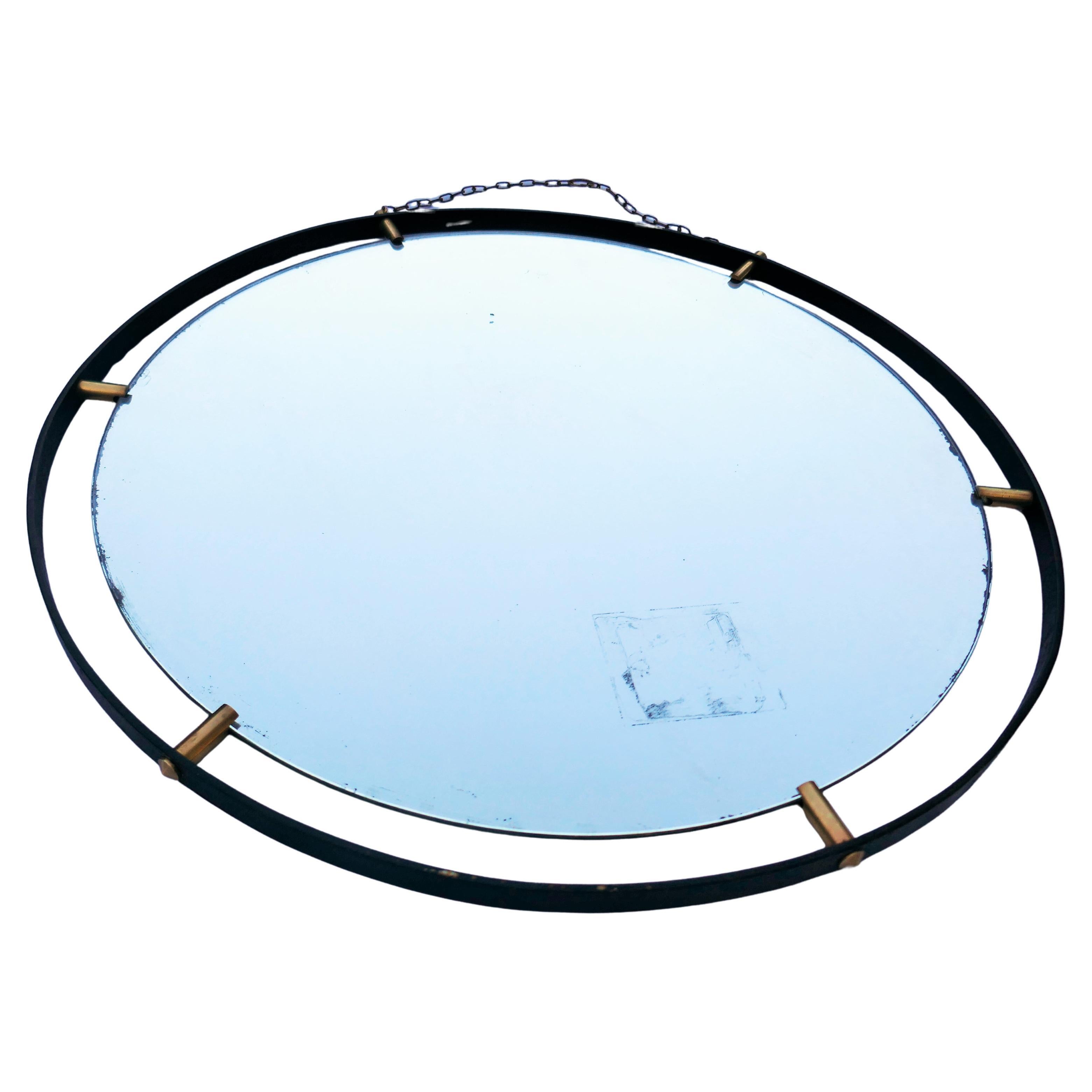 Moderno Round mirror attributed to Santambrogio and De Berti in vendita