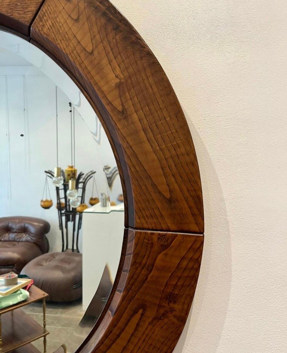Late 20th Century Round Mirror by Giuseppe Rivadossi, 1970s, Italy - Wood For Sale