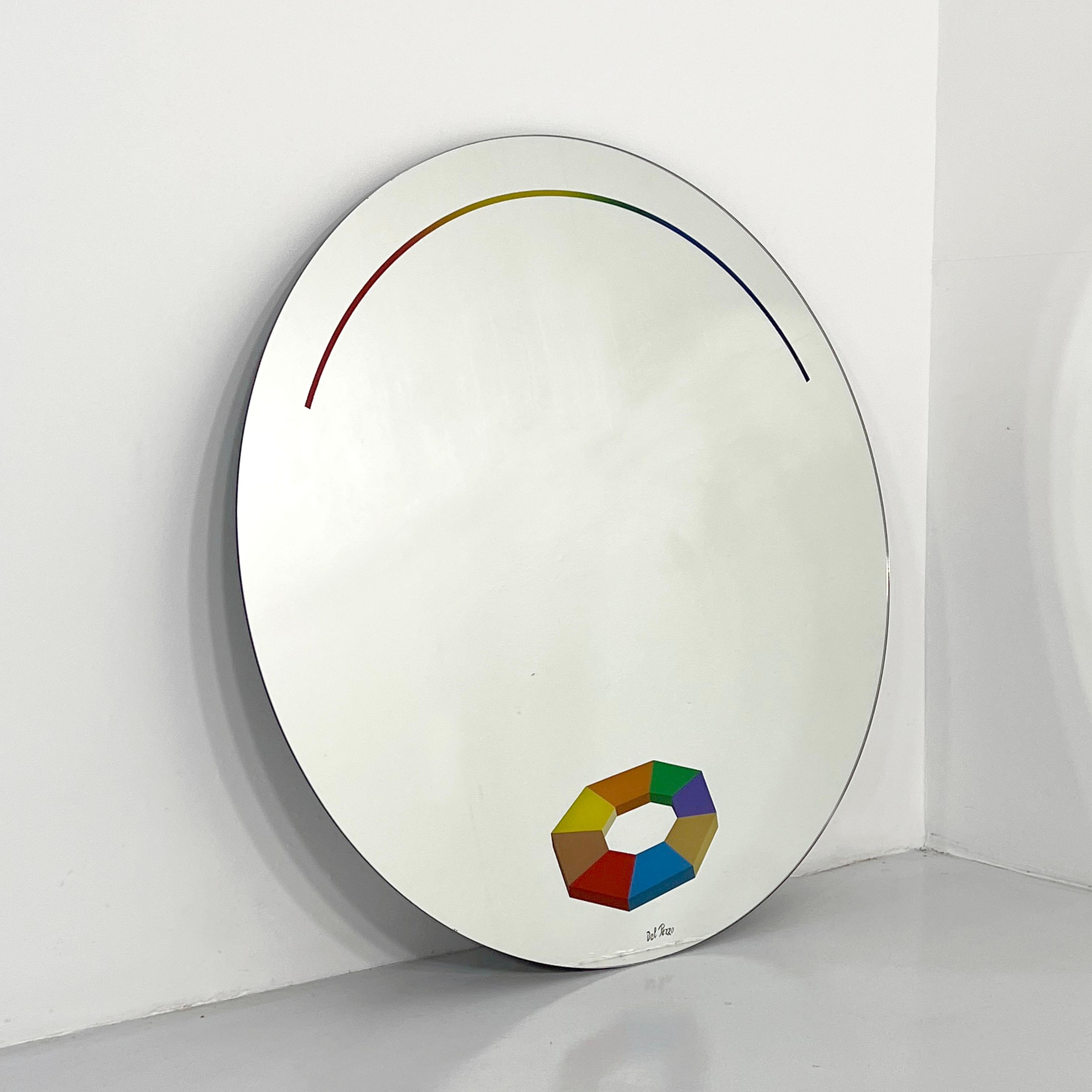 Post-Modern Round Mirror by Lucio Del Pezzo for Rimadesio, 1980s