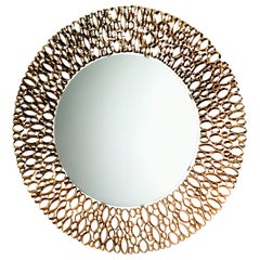 Chrysalis Round Mirror, Light Gold Finish