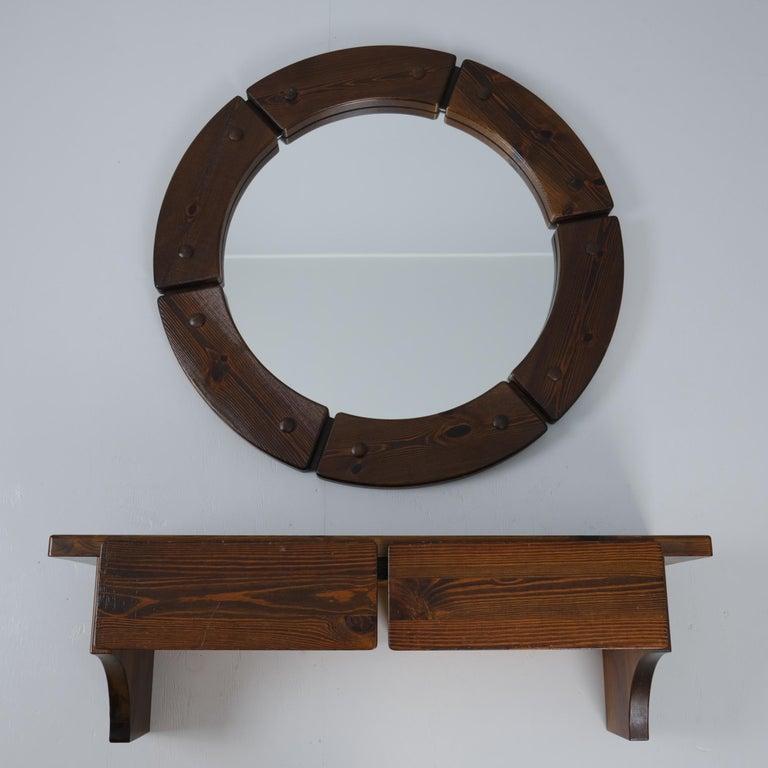 Round Mirror & Console Shelf, Christian Langeström for Fröseke, Sweden 1970s For Sale 4