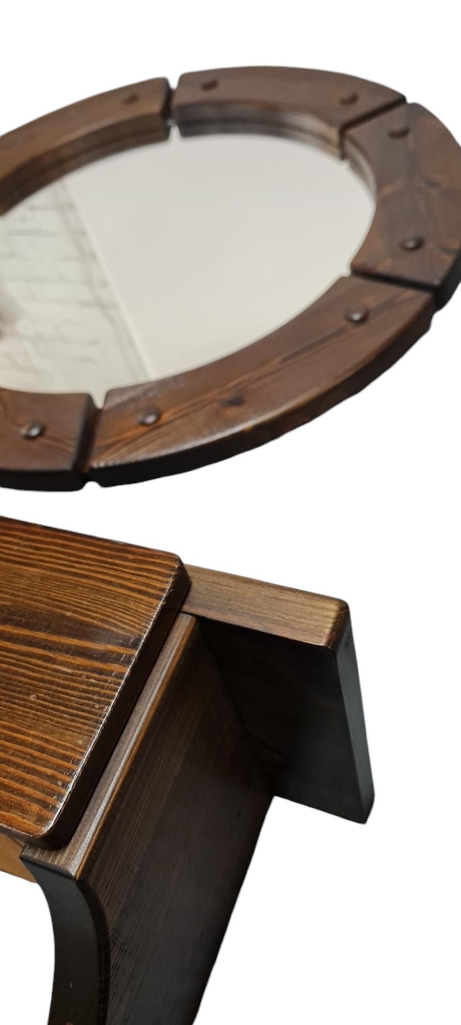 Round Mirror & Console Shelf, Christian Langeström for Fröseke, Sweden 1970s For Sale 8