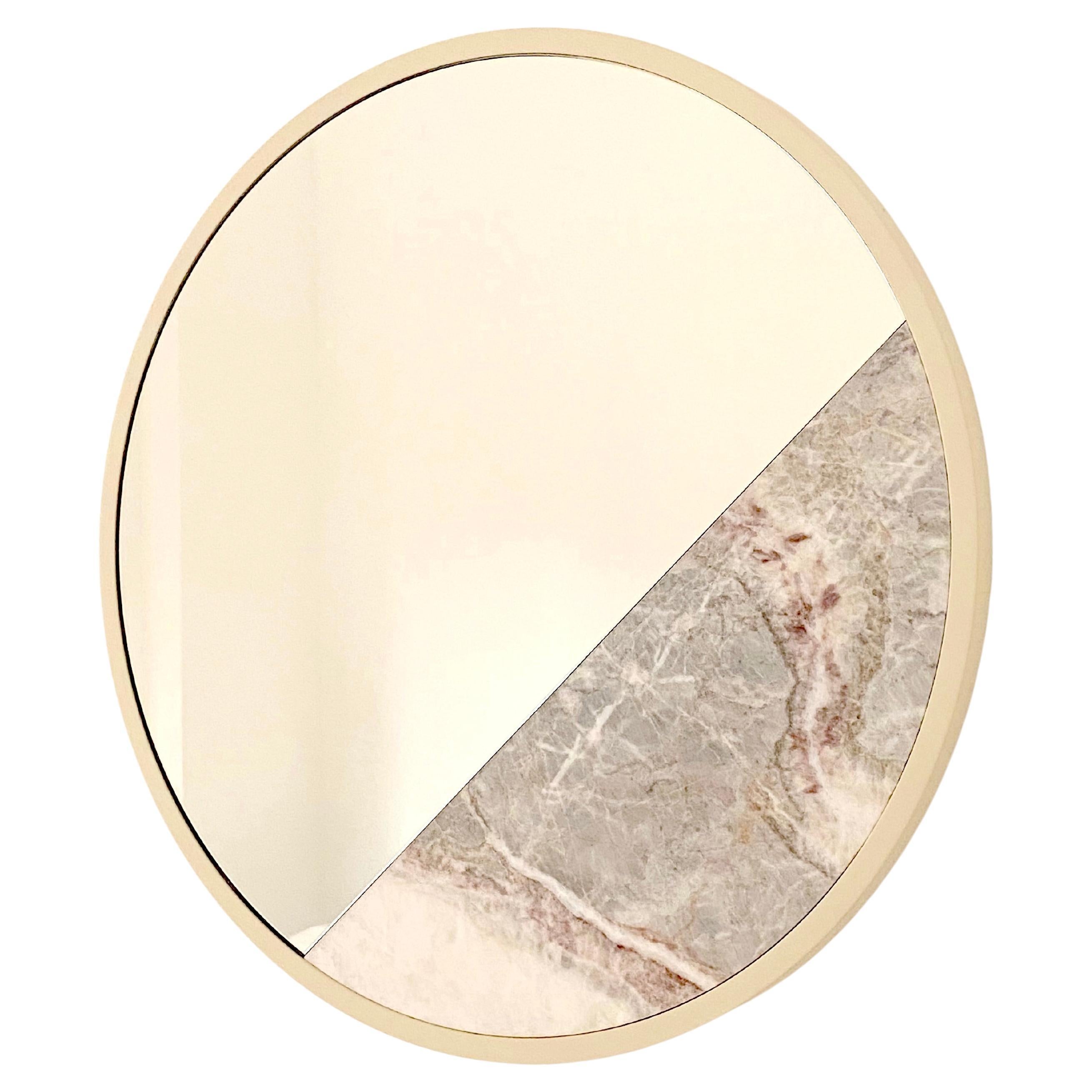 Round Mirror, Fior Di Pesco Marble, Handmade in Italy For Sale