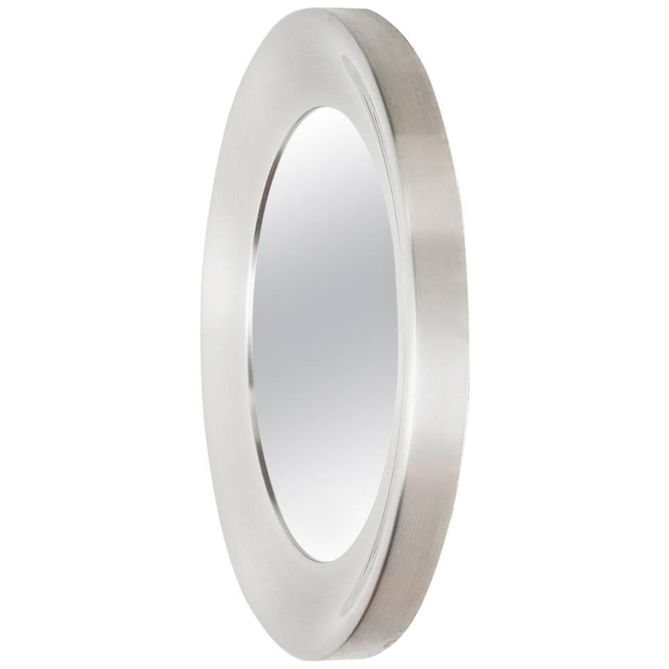 Round Mirror in Aluminium Model Nr 133 Produced by Glasmäster in Sweden For Sale