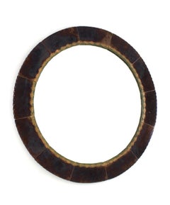 Round Mirror in Brown Glazed Ceramic, 1960