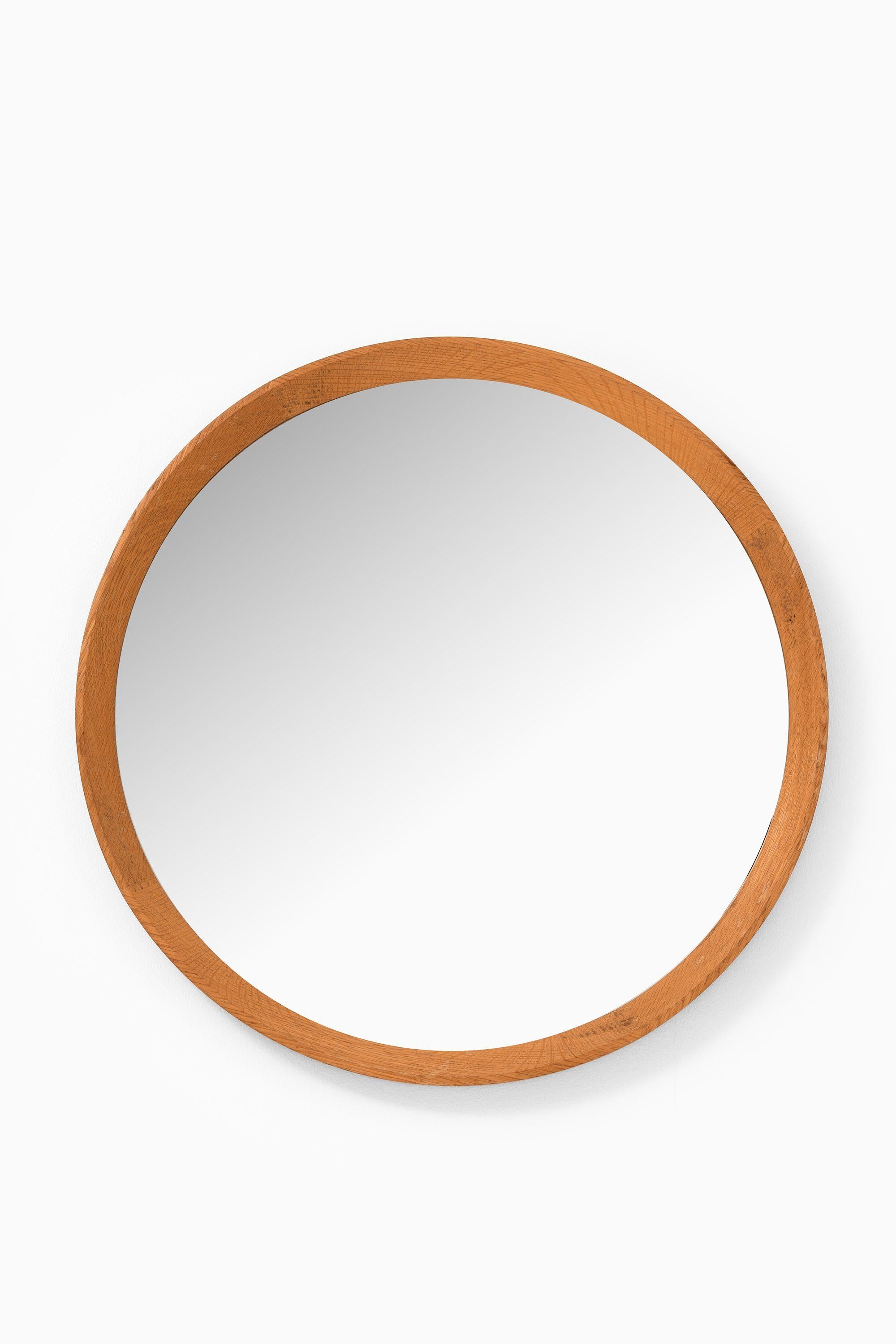 Swedish Round Mirror in Oak, 1950's For Sale