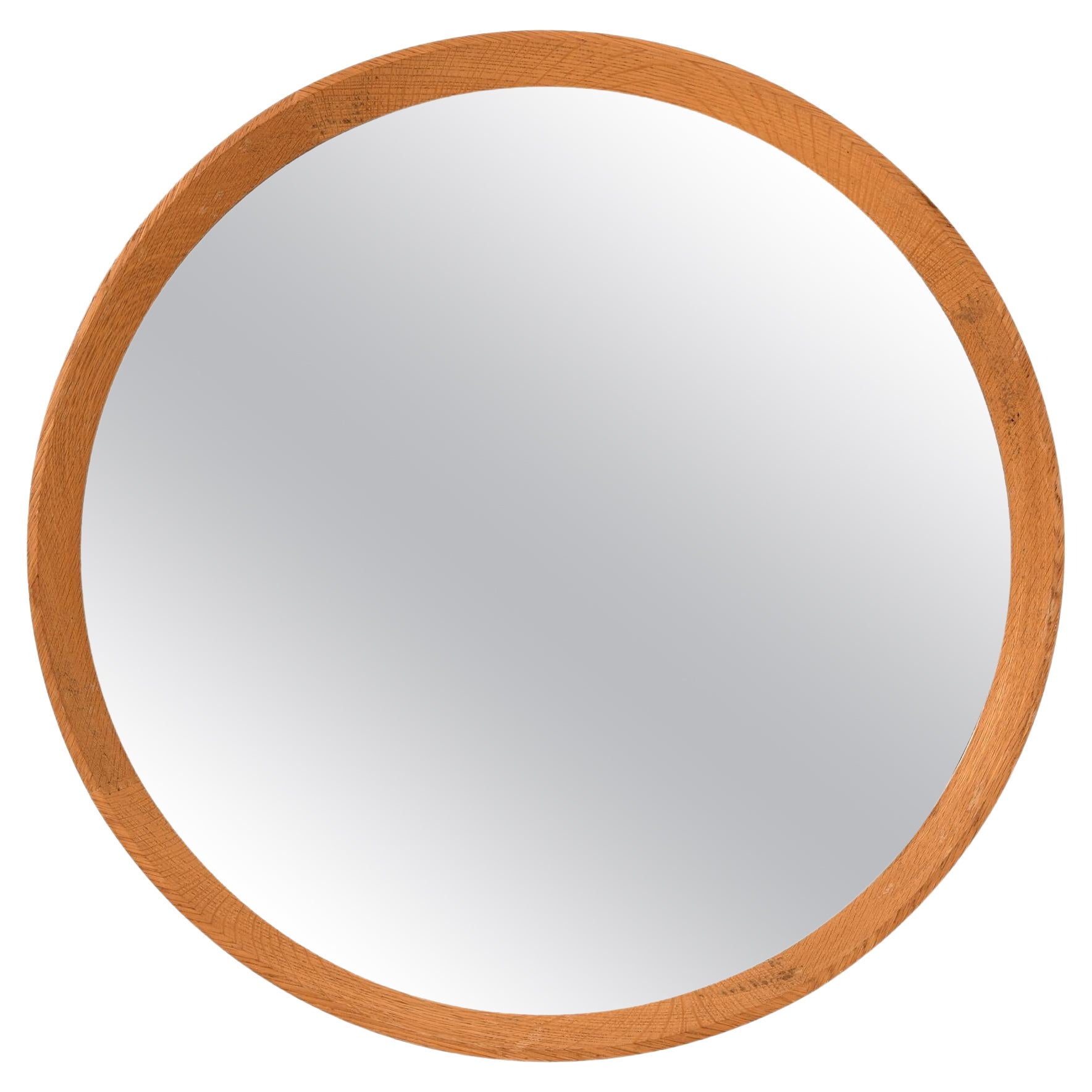 Round Mirror in Oak, 1950's