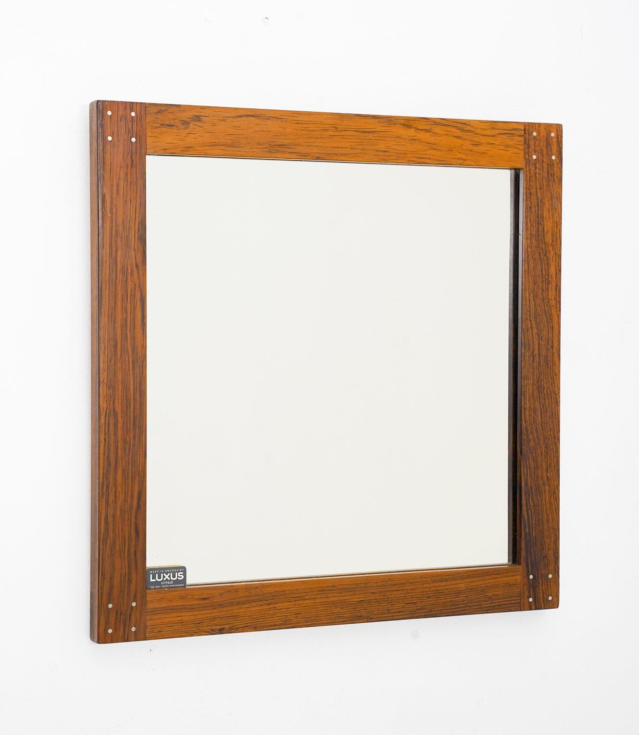 Mid-Century Modern Mirror in Rosewood by Uno & Östen Kristiansson for Luxus