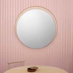 Contemporary Bleached White Oak Round Mirror - Round Mirror LUNA
