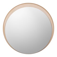 Contemporary Bleached White Oak Round Mirror LUNA  by Hachi Collections
