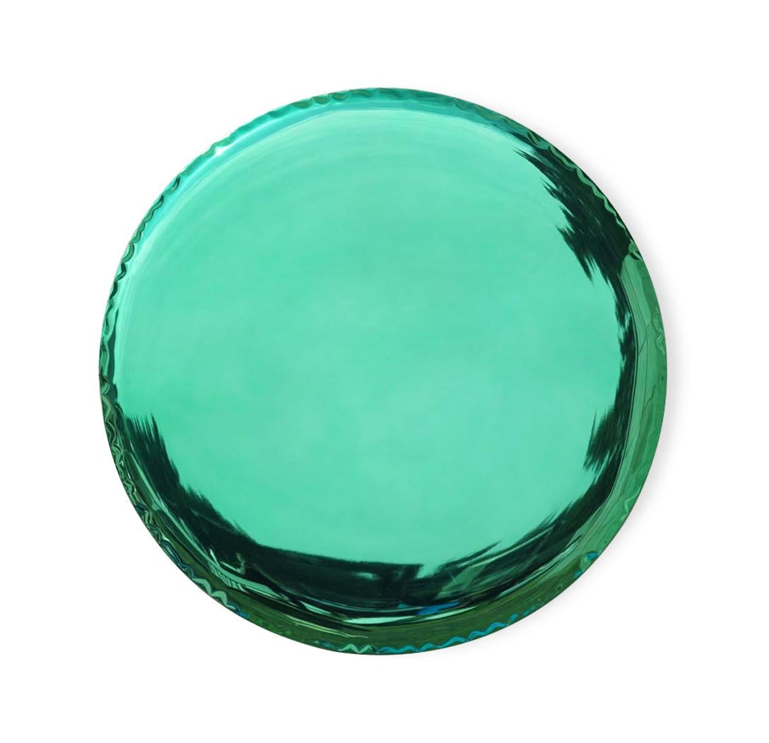 Polish Round Mirror 'OKO 120', in Stainless Steel by Zieta, Emerald For Sale