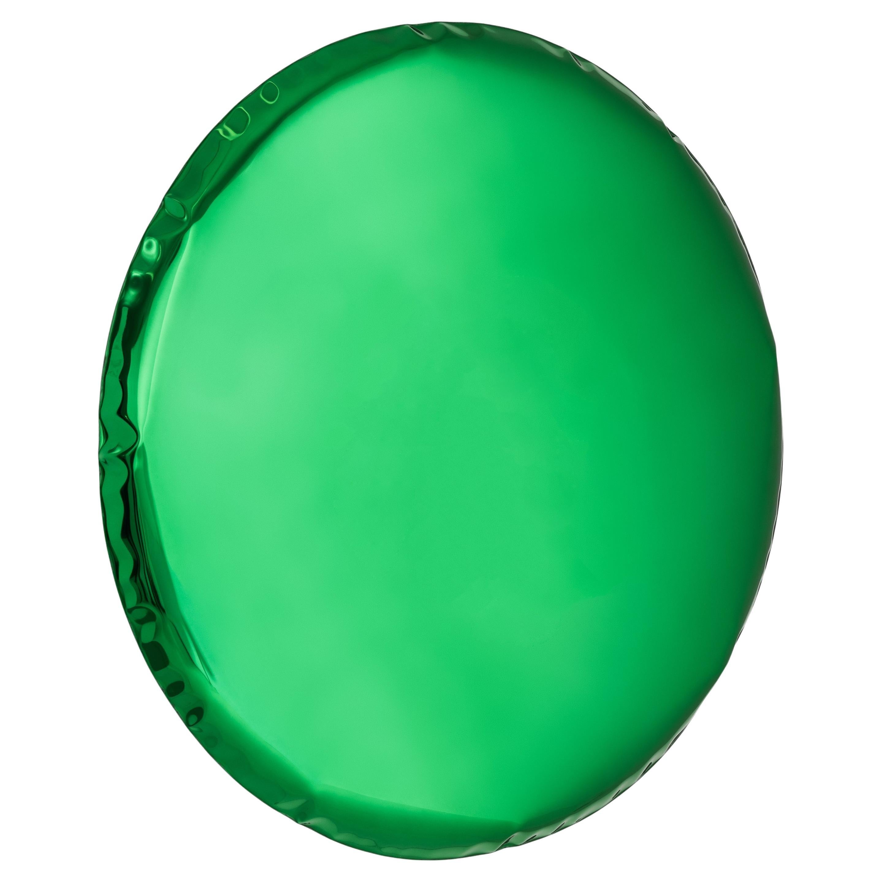 Round Mirror 'Oko 75' in Stainless Steel by Zieta, Emerald For Sale