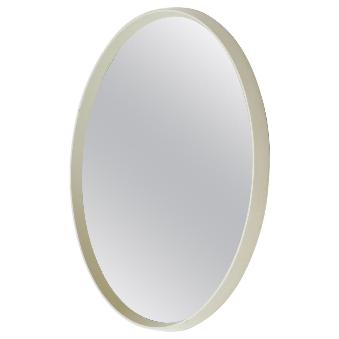 Round Mirror with a Wood White Lacquered Frame, Germany, 1970s