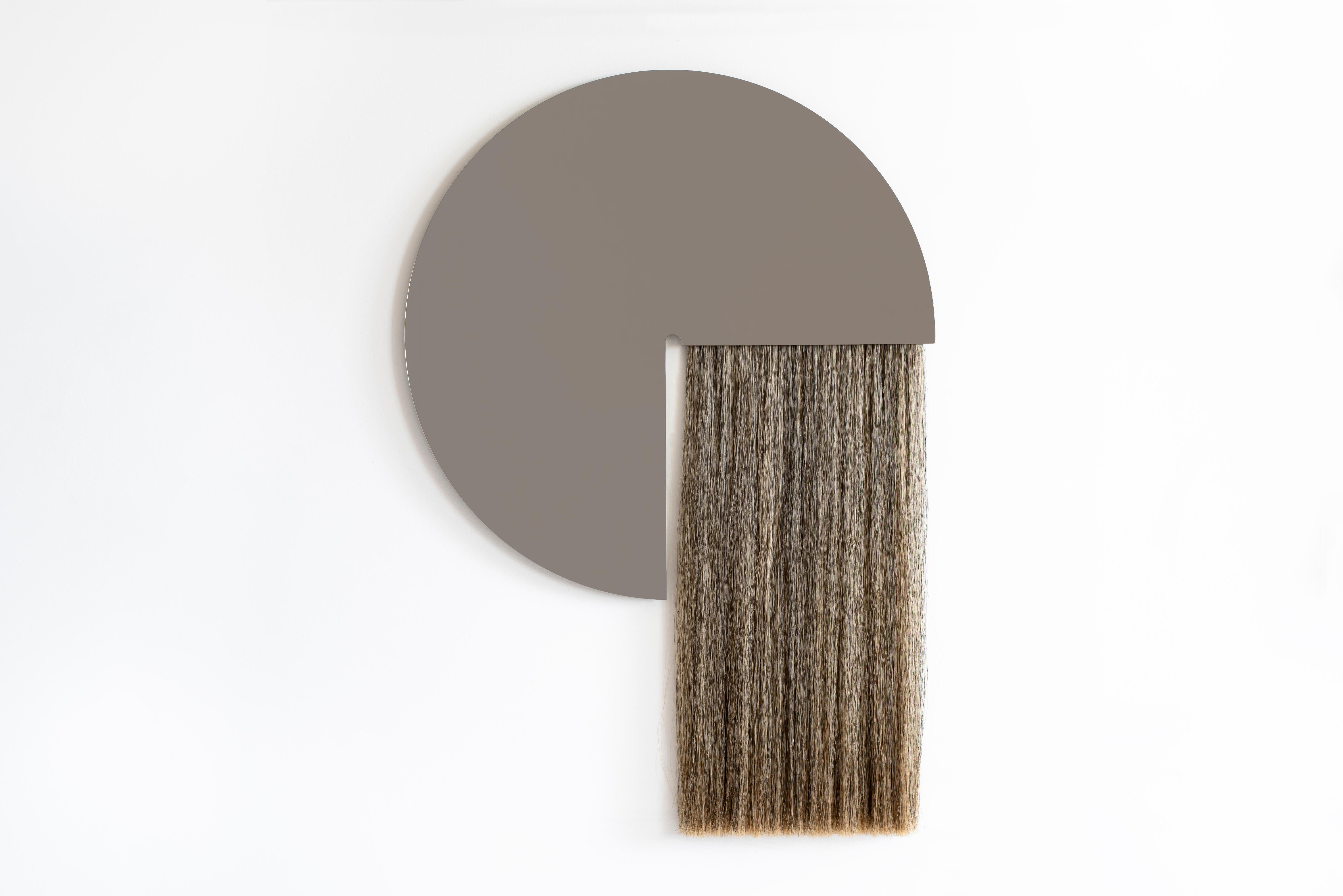 Contemporary Round Mirror with Black Mongolian Horsehair, Aries by Ben and Aja Blanc