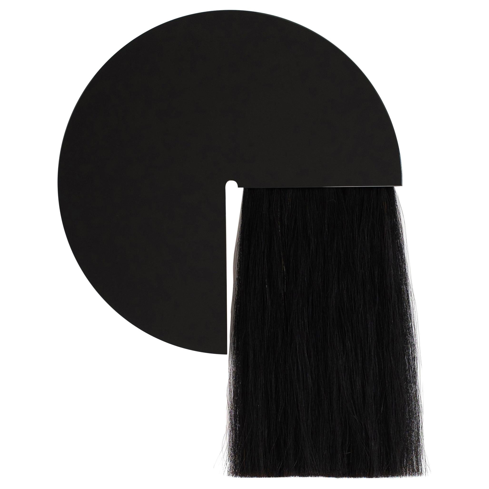 Round Mirror with Black Mongolian Horsehair, Aries by Ben and Aja Blanc