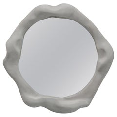 Round Mirror with Bleached Maple Wood Frame, Smooth Finish by Alexander Knysch
