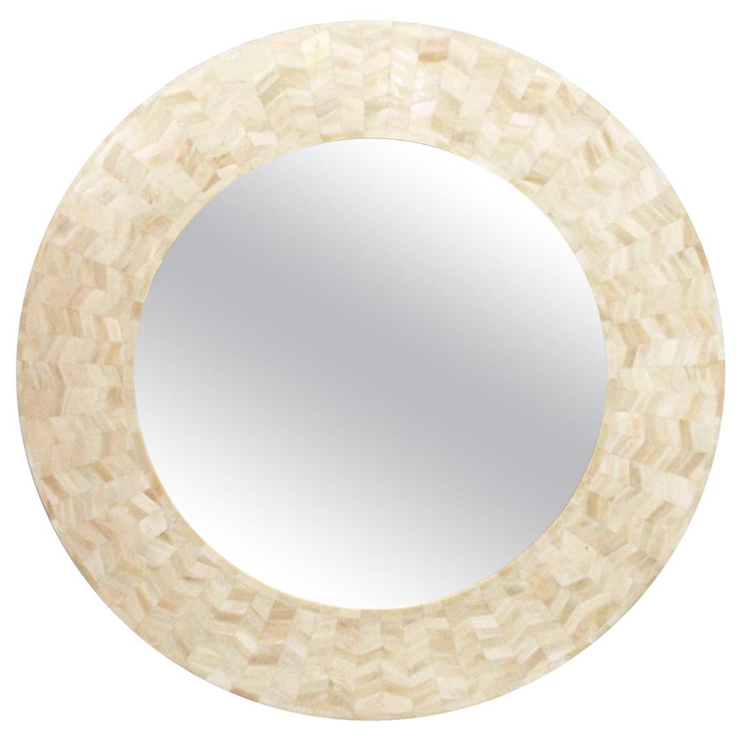 Round Mirror With Bone Marquetry, Radiance Mirror
