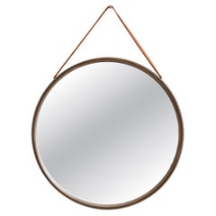 Round Mirror with Dark-stained Oak Frame by Uno 
Östen Kristiansson, 1950s