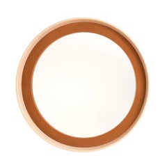 Miroir rond avec cadre en bois et tissu laqué, Italie, 1970, milieu du siècle