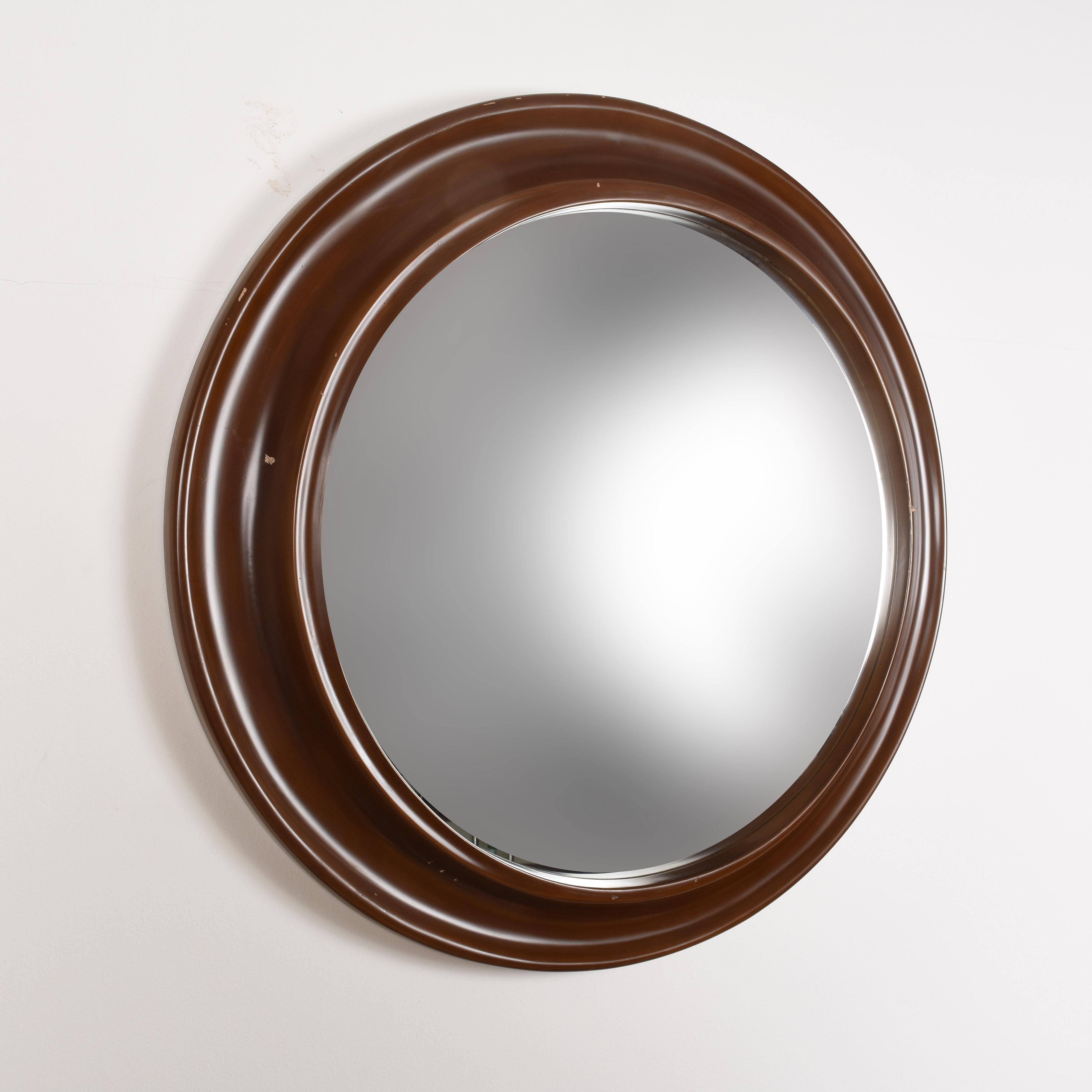 Late 20th Century Round Mirror with Frame in Lacquered Wood, Italy Design, 1970s